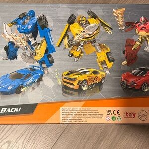 Transforming Robot To Car Toy Set - Red, Yellow, and Blue